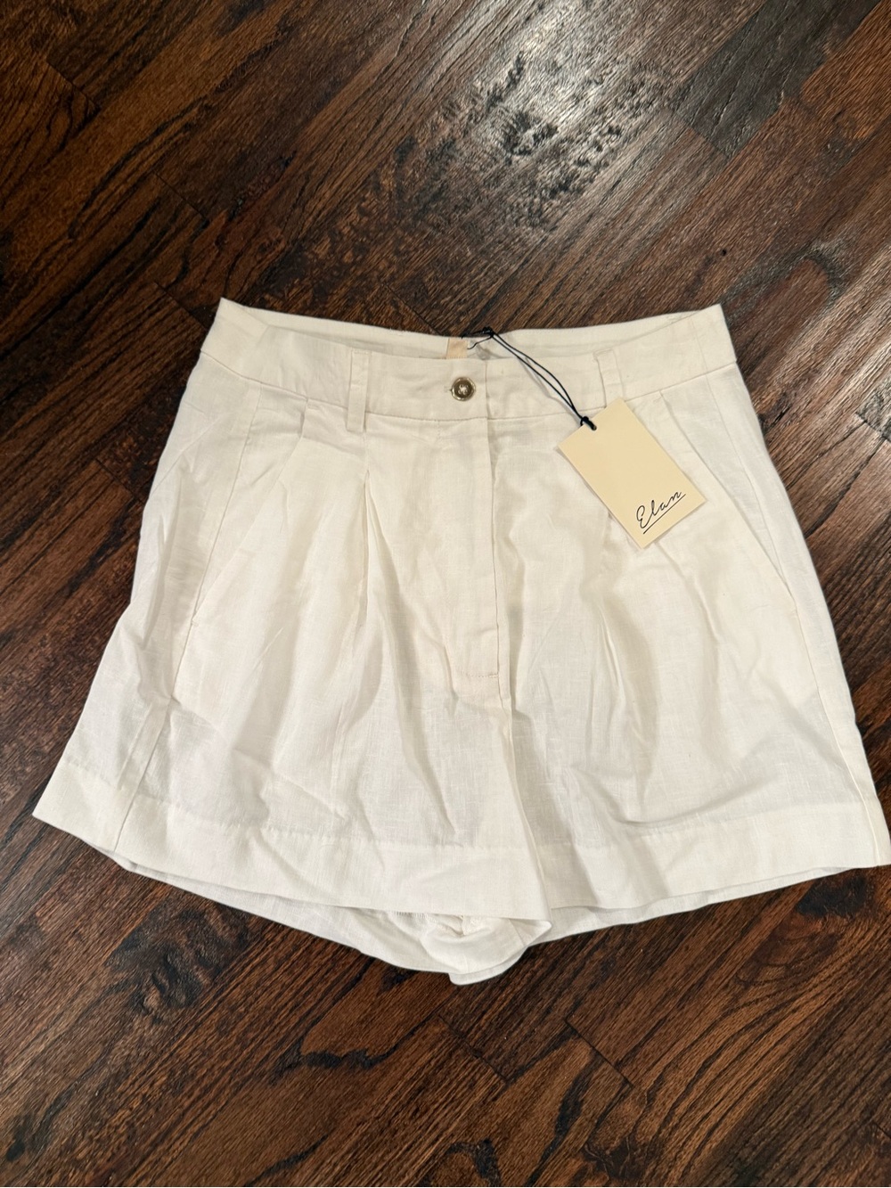 Elan Cream Pleated High-Waist Women's Shorts Skort